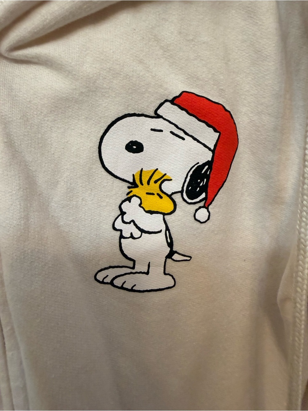 Peanuts Cream Zip-Up Hoodie with Snoopy & Woodstock Graphic - Picture 2 of 6